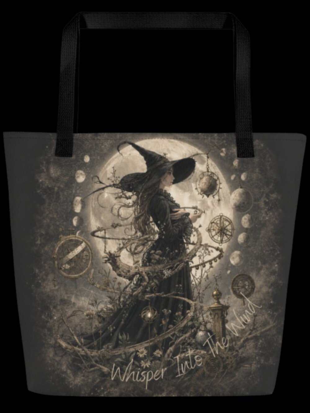 Witchy Halloween Large Tote Bag Celestial 16x20 Gothic Dark Academia Book Bag